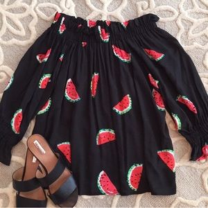 Watermelon 🍉 off the shoulder top